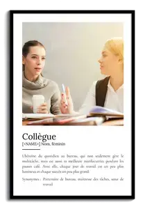 Poster Définition Personnalisé "Collègue" - Cadeau Unique avec Photo et Texte