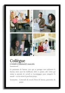 Poster Définition 'Collègue' - Cadeau Personnalisé avec Déf. et Photos