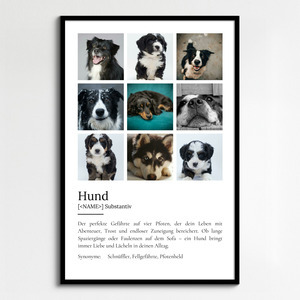 "Hund" Definition - Geschenk als Poster, Leinwand erstellen. Eigene Fotos und Text.