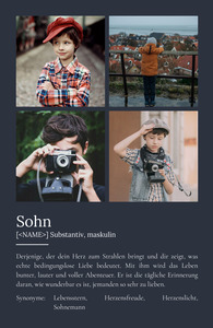 "Sohn" Definition - Geschenk als Poster, Leinwand erstellen. Eigene Fotos und Text.