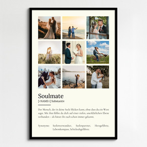 "Soulmate" Definition - Geschenk als Poster, Leinwand erstellen. Eigene Fotos und Text.