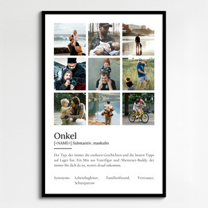 "Onkel" Definition - Geschenk als Poster, Leinwand erstellen. Eigene Fotos und Text.