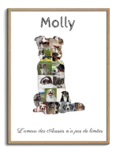 Collage Photo Silhouette Chien pour Amoureux des Australian Shepherd