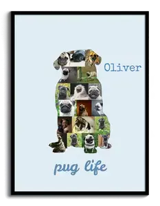 Collage Photo Chien Personnalisée pour Amoureux de Mops