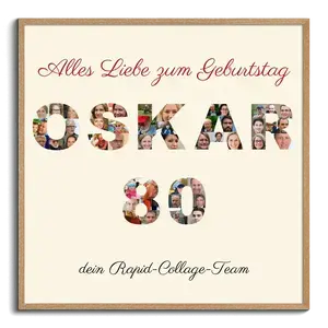 Fotocollage auf Leinwand als Zahl und Namen zum Geburtstag erstellen Fotocollage auf Leinwand als Zahl und Namen zum Geburtstag erstellen