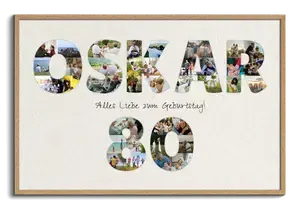 Geburtstags-Fotocollage: Name & Zahl aus Fotos