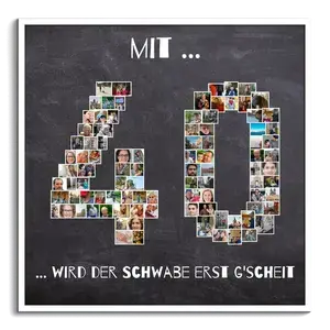 Fotocollage als Zahl mit individueller Botschaft zum runden Geburtstag Fotocollage als Zahl mit individueller Botschaft zum runden Geburtstag