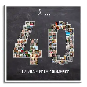 Collage Photo Anniversaire 40 Ans - Personnalisez avec Vos Souvenirs et Textes