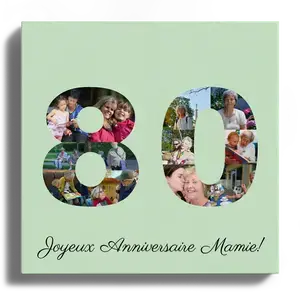 Collage photo personnalisée 80 ans: Cadeau unique pour l'anniversaire de Mamie