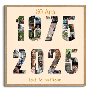 Collage photo chiffres années – personnalisez votre cadeau anniversaire/jubilé