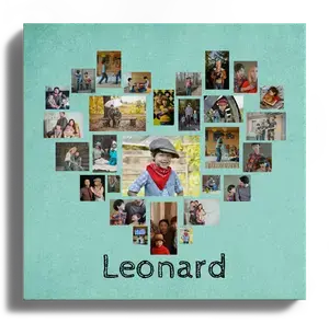Création Collage Photo en Cœur - 28 Photos d'Enfant avec Texte Personnel