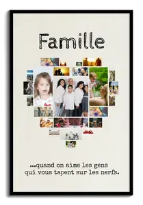 Collage Coeur Famille Personnalisée - Cadeau Amusant