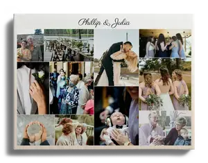 Collage de Mariage Personnalisée sur Toile - Cadeau Idéal pour les Nouveaux Mariés