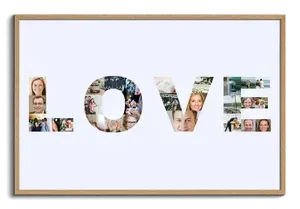 Collage photo personnalisée "LOVE" pour mariages - Créez votre souvenir romantique