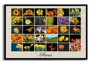 Poster collage photo en grille fleurs - personnalisez vos photos et votre texte