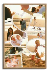 Erstelle deine Hochzeits-Collage im Scrapbook-Stil mit Namen und Datum