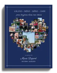 Collage Souvenir Cœur Hommage sur Toile Premium - Personnalisable
