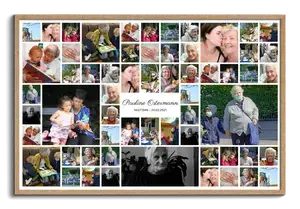 Collage de Deuil Personnalisée - 60 Photos sur Toile Premium