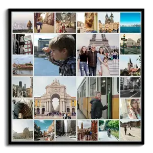 Collage Carrée Alu-Dibond Personnalisée : Souvenirs de Voyage Élégants