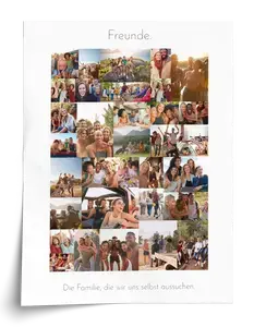 Fotocollage „Freunde“ mit individueller Botschaft – Hochformat 30x40cm