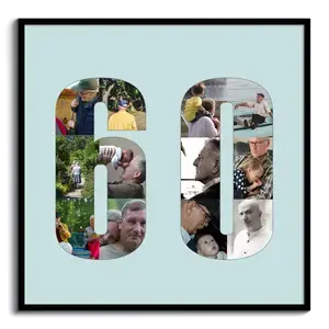 Collage numéro 60 personnalisée - Cadeau d'anniversaire ou retraite