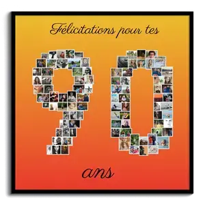 Créez un Collage Photo Chiffre 90 pour Anniversaires – Cadeau Personnalisé