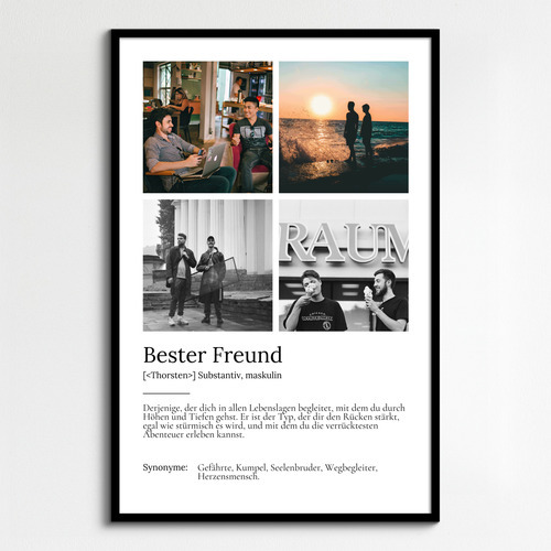 "Bester Freund" Definition - Geschenk als Poster, Leinwand erstellen. Eigene Fotos und Text.