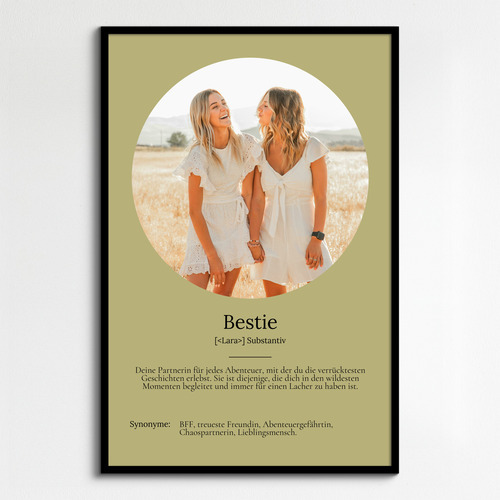 "Bestie" Definition - Geschenk als Poster, Leinwand erstellen. Eigene Fotos und Text.