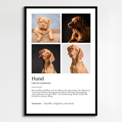 "Hund" Definition - Geschenk als Poster, Leinwand erstellen. Eigene Fotos und Text.