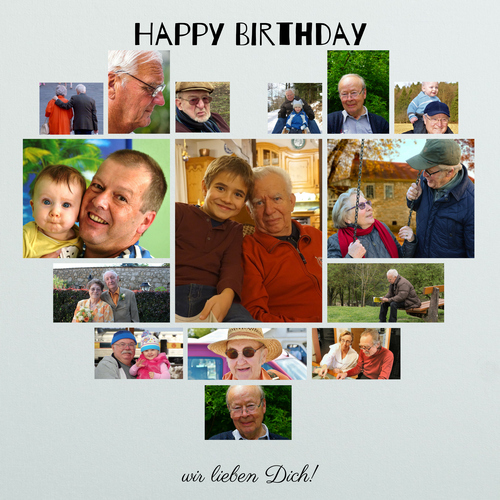 Herzcollage aus Ihren Lieblingsfotos als Poster zum Geburtstag – 30x30cm