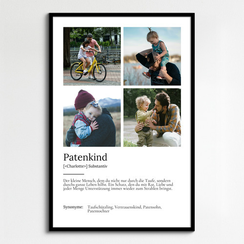 "Patenkind" Definition - Geschenk als Poster, Leinwand erstellen. Eigene Fotos und Text.