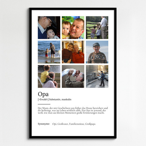 "Opa" Definition - Geschenk als Poster, Leinwand erstellen. Eigene Fotos und Text.