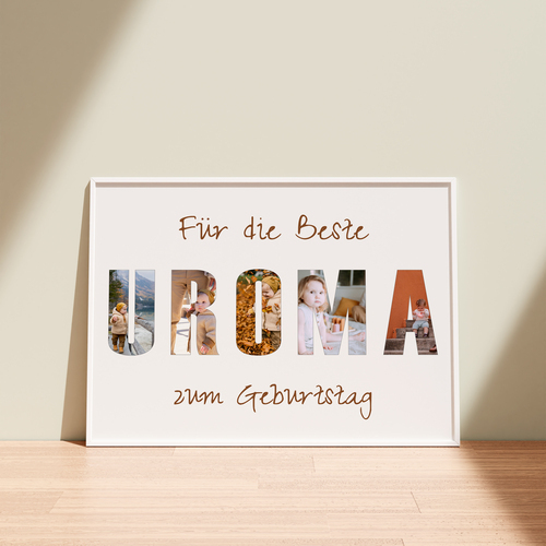 Geschenkidee zum Geburtstag - Buchstabencollage für Uroma.