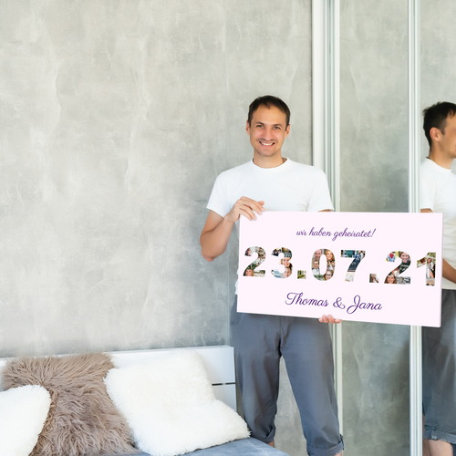 Fotocollage „Hochzeitsdatum“ – personalisiertes Geschenk zur Hochzeit