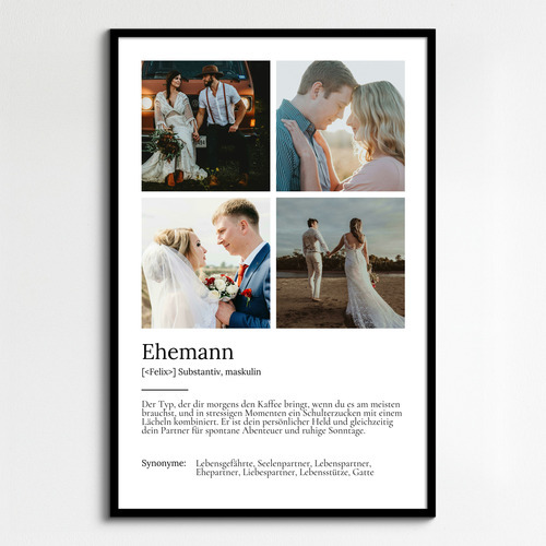 "Ehemann" Definition - Geschenk als Poster, Leinwand erstellen. Eigene Fotos und Text.