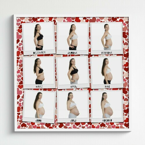 Fotocollage „Babybauch“ – 9 Polaroids mit individueller Beschriftung