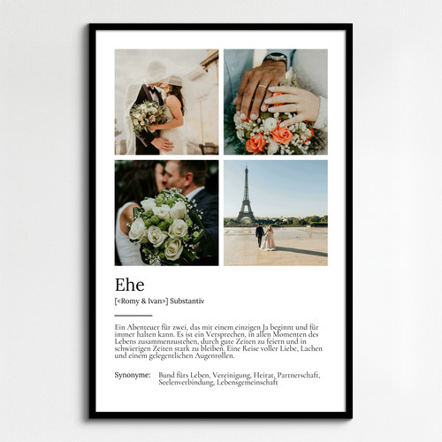 "Ehe" Definition - Geschenk als Poster, Leinwand erstellen. Eigene Fotos und Text.