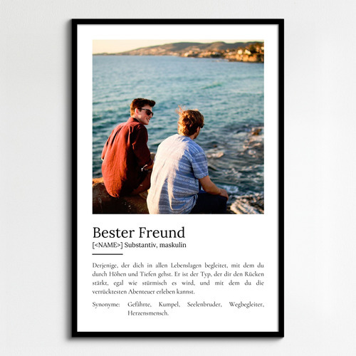 "Bester Freund" Definition - Geschenk als Poster, Leinwand erstellen. Eigene Fotos und Text.