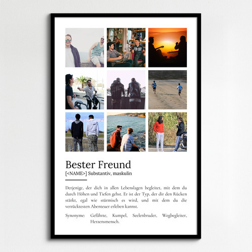 "Bester Freund" Definition - Geschenk als Poster, Leinwand erstellen. Eigene Fotos und Text.