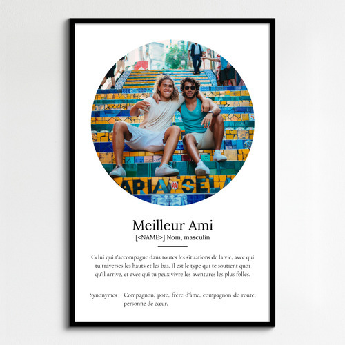 Poster Définition Personnalisé 'Meilleur Ami' avec Photo - Cadeau Idéal