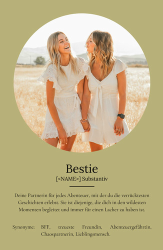 "Bestie" Definition - Geschenk als Poster, Leinwand erstellen. Eigene Fotos und Text.
