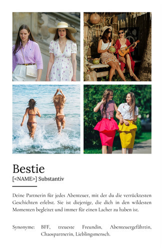 "Bestie" Definition - Geschenk als Poster, Leinwand erstellen. Eigene Fotos und Text.