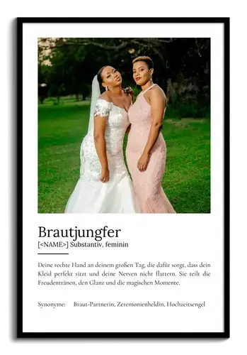 Definitions-Poster Brautjungfer personalisiert
