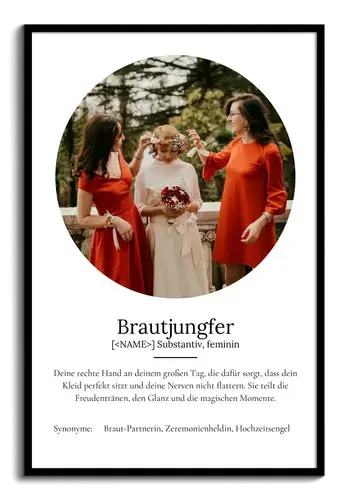 Definitions-Poster Brautjungfer personalisiert