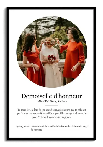 Poster Définition Personnalisé "Brautjungfer" – Cadeau Unique avec vos Photos