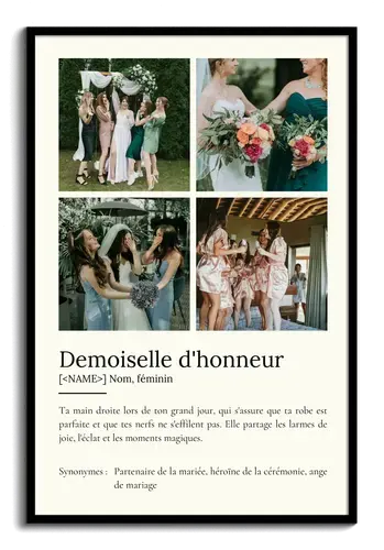 Poster Définition Personnalisé "Brautjungfer" – Cadeau Unique avec vos Photos