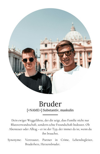 "Bruder" Definition - Geschenk als Poster, Leinwand erstellen. Eigene Fotos und Text.