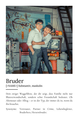 "Bruder" Definition - Geschenk als Poster, Leinwand erstellen. Eigene Fotos und Text.