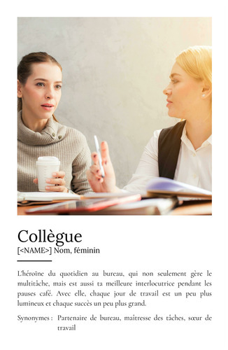 Poster Définition Personnalisé "Collègue" - Cadeau Unique avec Photo et Texte