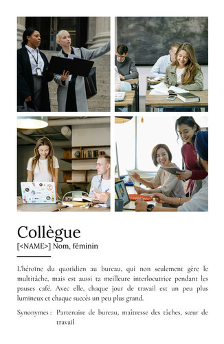 Poster Définition Personnalisé "Collègue" - Cadeau Unique avec Photo et Texte